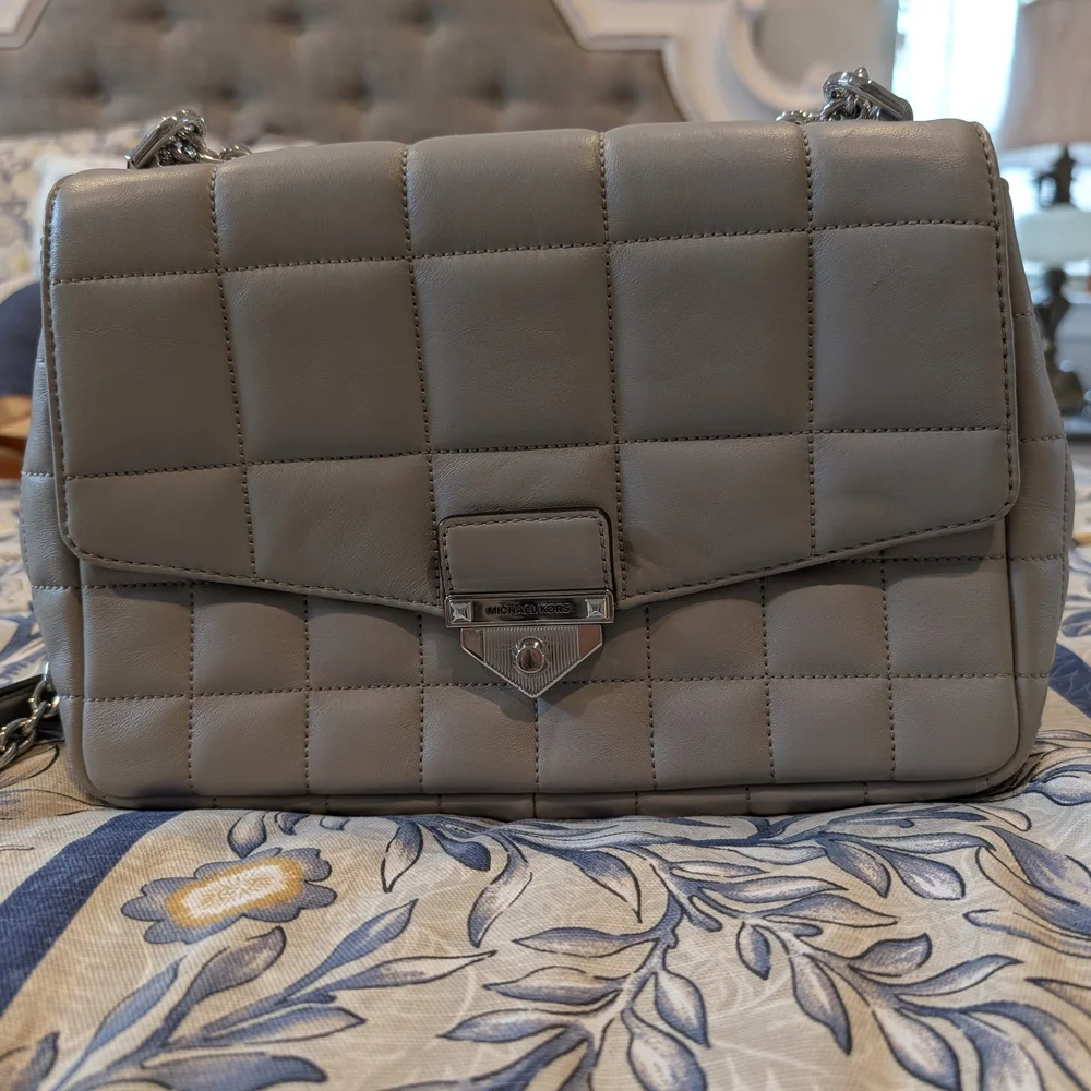 Michael Kors Gray Quilted Leather Shoulder Bag - Picture 1 of 7